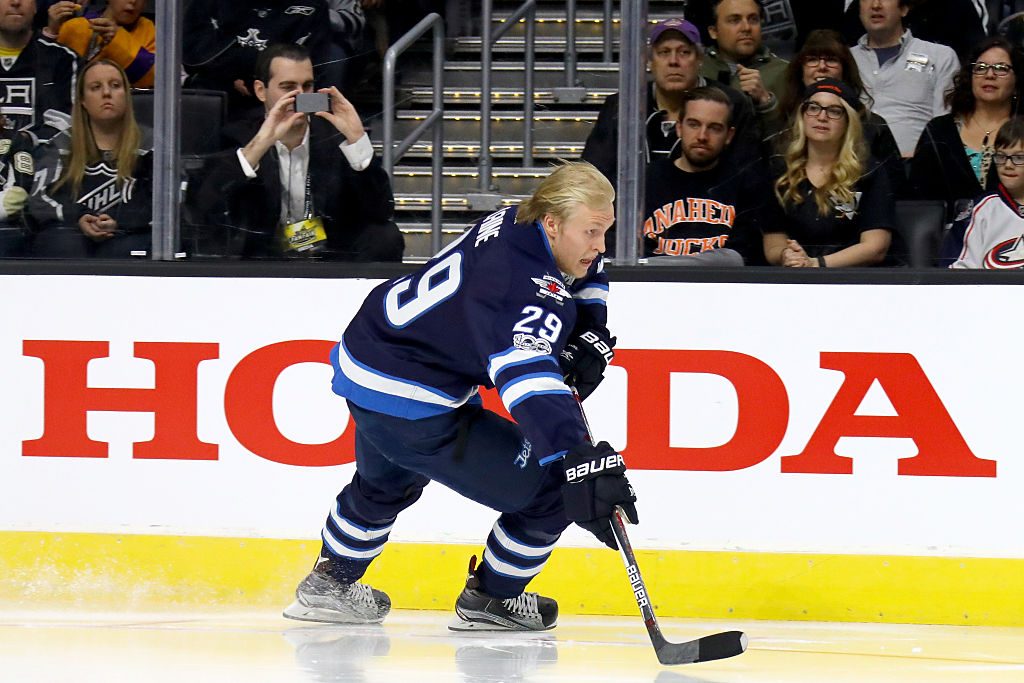 LOS ANGELES, CA - JANUARY 28: Patrik Laine #29 of the Winnipeg Jets competes in the Bridgestone NHL Fastest Skater event during the 2017 Coors Light NHL All-Star Skills Competition as part of the 2017 NHL All-Star Weekend at STAPLES Center on January 28, 2017 in Los Angeles, California. (Photo by Bruce Bennett/Getty Images)