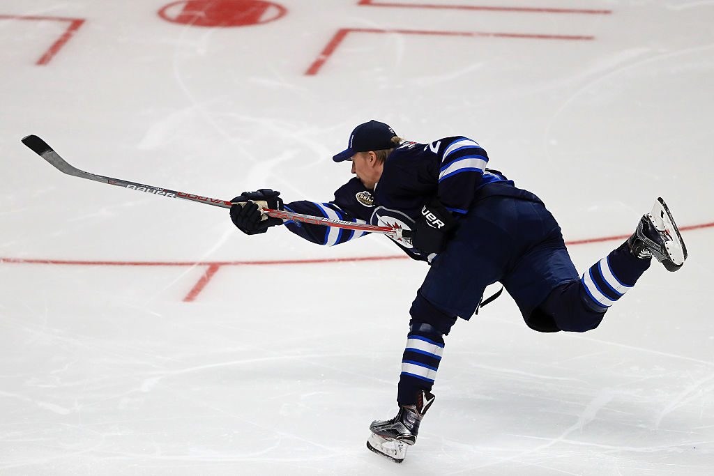 LOS ANGELES, CA - JANUARY 28: Patrik Laine #29 of the Winnipeg Jets competes in the Oscar Mayer NHL Hardest Shot event during the 2017 Coors Light NHL All-Star Skills Competition as part of the 2017 NHL All-Star Weekend at STAPLES Center on January 28, 2017 in Los Angeles, California. (Photo by Sean M. Haffey/Getty Images)